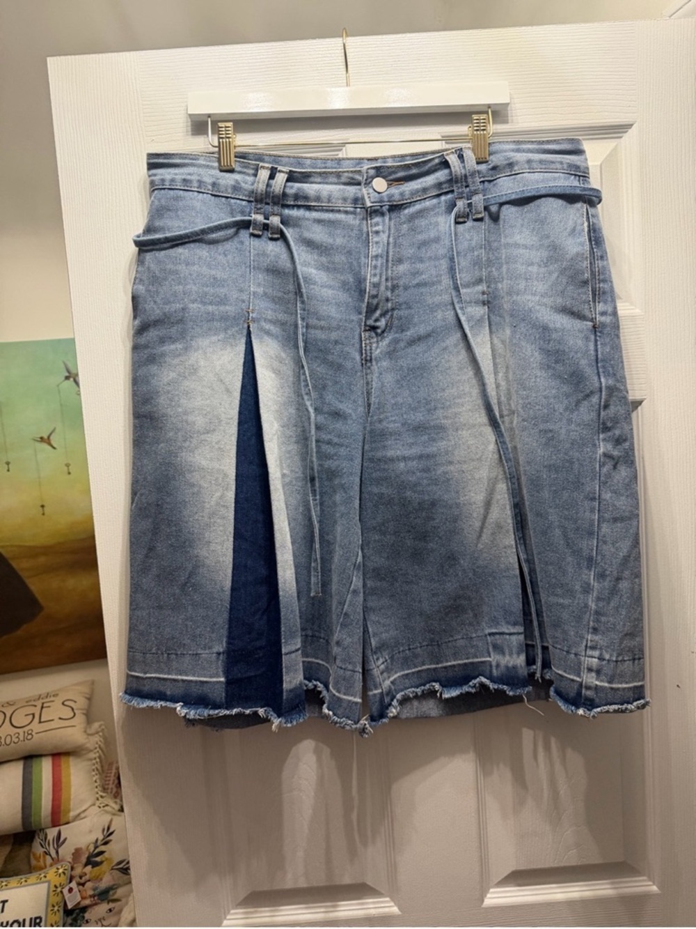 Calvin Klein Light Blue Denim Midi Skirt with Front Slit